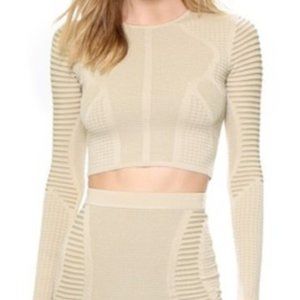 Ronny Kobo Oli Crop Bodycon Nude Long Sleeve